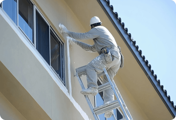 Painter working on a house exterior